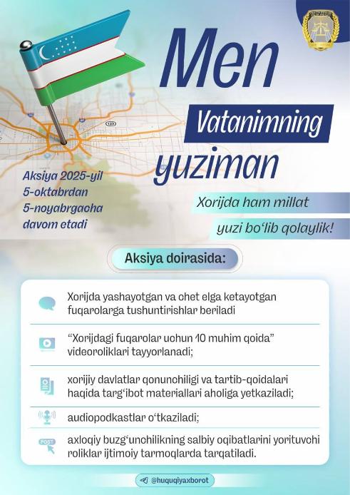 “Men Vatanimning yuziman” nomli aksiya tashkil etiladi